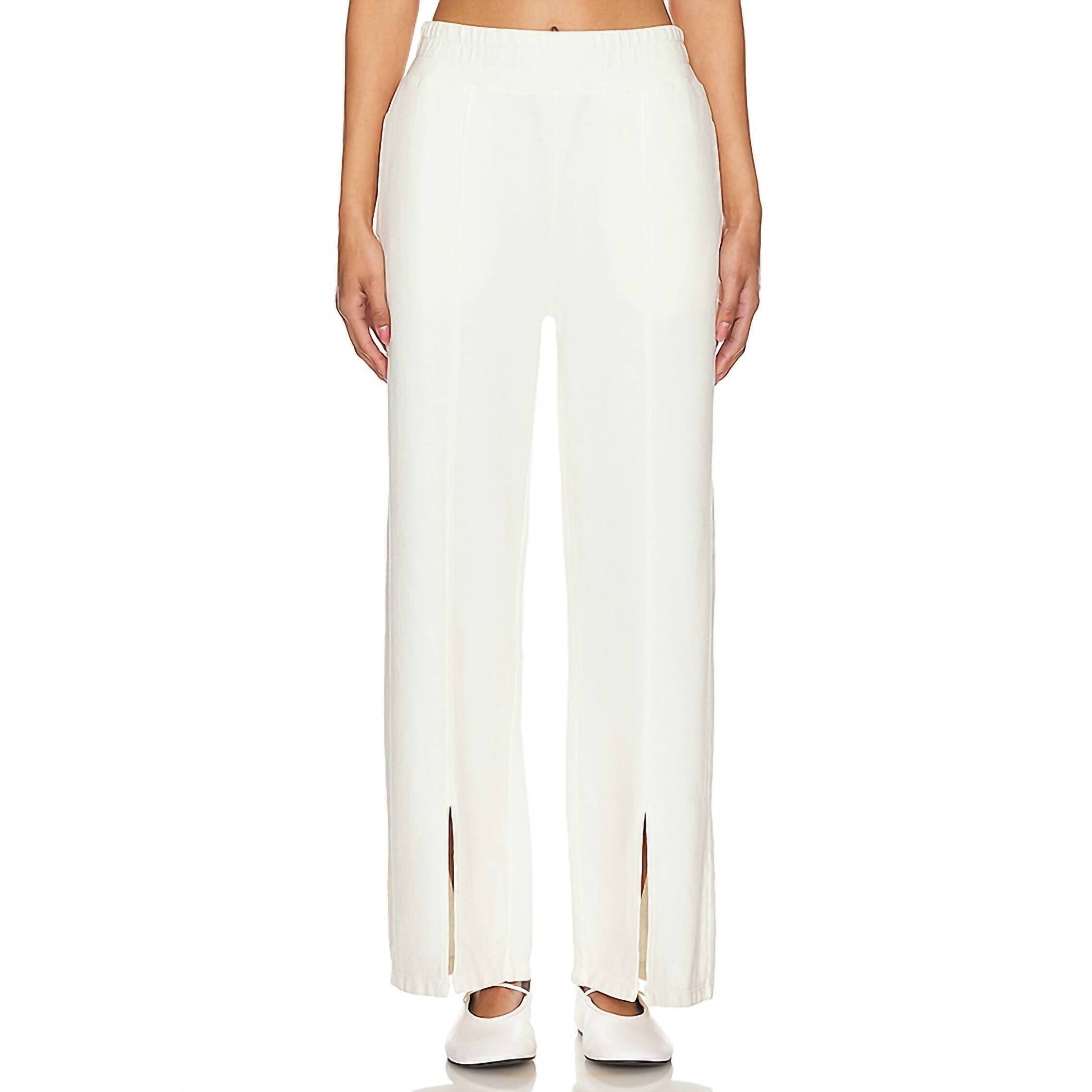 New Nation Ltd Lincoln Front Slit Knit Pant In Porcelain